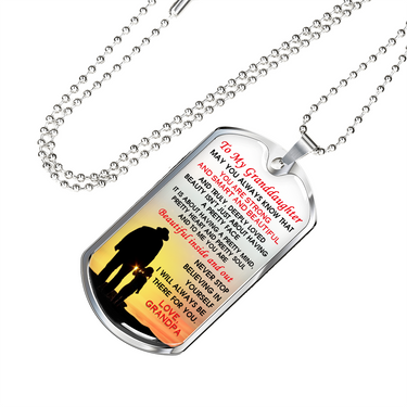 To My Granddaughter - Love, Grandpa Personalized Dog Tag Necklace gold/Silver